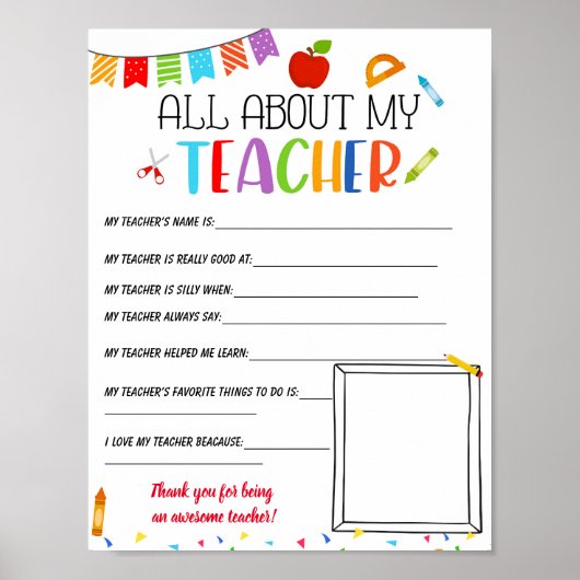 Alles over mijn Teacher Appreciation sjabloon Poster (Voorkant)
