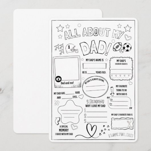 Alles over mijn vader, Kinder cadeau voor vaders Bedankkaart (Voorkant / Achterkant)