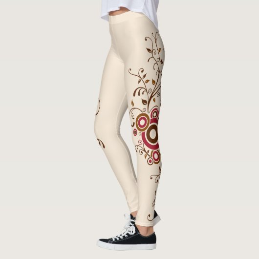 Alles over Print Floral Vine Flower Cream Leggings (Links)
