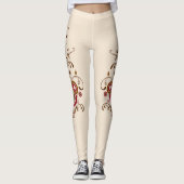 Alles over Print Floral Vine Flower Cream Leggings (Voorkant)