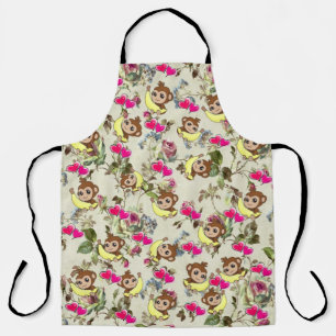 Alles over Print Schort Bananas Monkey Pink Heart