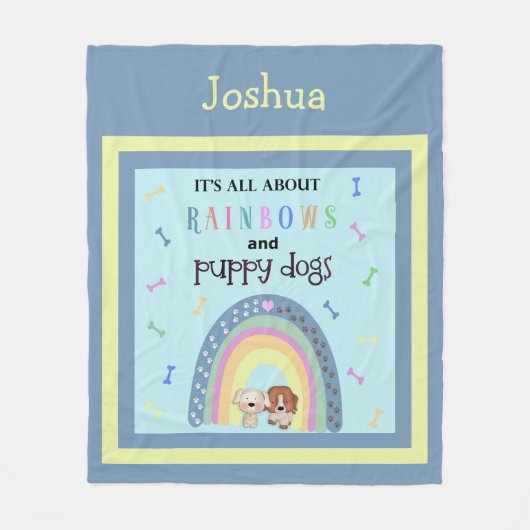Alles over regenbogen en papaverhonden fleece deken (Voorkant)
