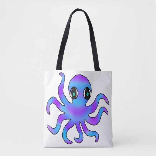 Alles-over Tas - Blauw Violet Octopus (wit) (Voorkant)