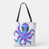 Alles-over Tas - Blauw Violet Octopus (wit) (Achterkant)