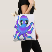 Alles-over Tas - Blauw Violet Octopus (wit) (Dichtbij)