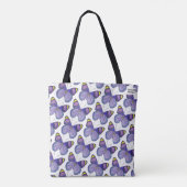 Alles-over-Tas - Paarse vlinder (patroonwit) Tote Bag (Achterkant)