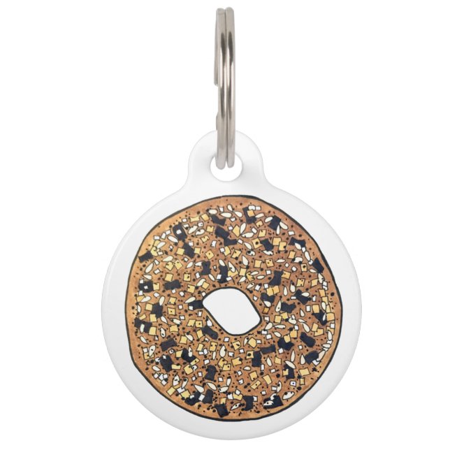 Alles Poppy Sesamzaad Bagel Ontbijt Eten Huisdierpenning (Voorkant)