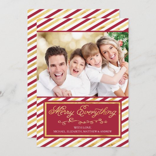 Alles-rood en -gouden stripper feestdagenkaart (Voorkant / Achterkant)