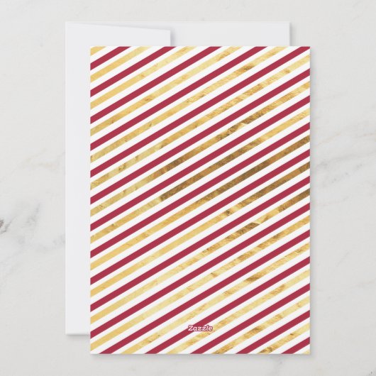 Alles-rood en -gouden stripper feestdagenkaart (Achterkant)