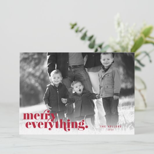 Alles rood en wit | Vakantieknopkaart Feestdagenkaart (Staand voorkant)