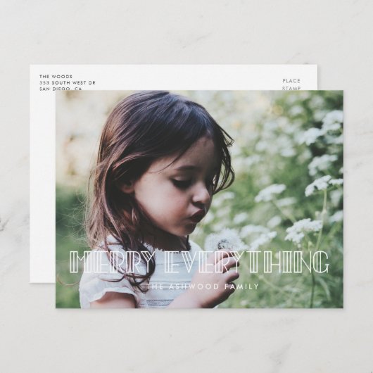 Alles samenvoegen Kunstdeco-scriptfoto Feestdagenkaart (Voorkant / Achterkant)