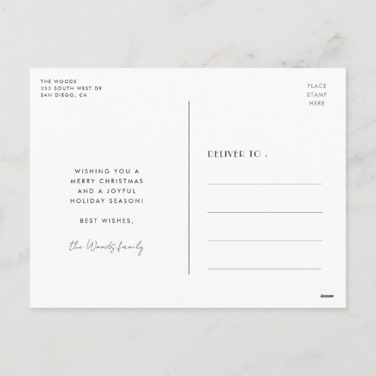 Alles samenvoegen Kunstdeco-scriptfoto Feestdagenkaart (Achterkant)