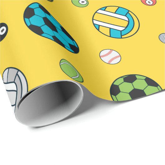 Alles Sport Patroon | Geel Cadeaupapier (Rol Hoek)