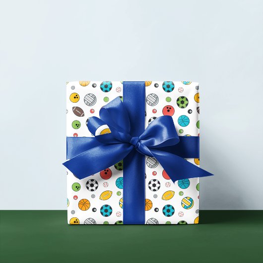 Alles Sport Patroon | Wit Cadeaupapier
