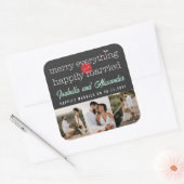 Alles van de gelukkig gehuwde foto samenvoegen 3 vierkante sticker (Envelop)