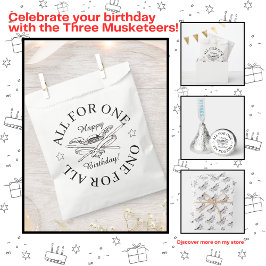 Alles voor een voor alle musketier Happy Birthday Bedankzakje