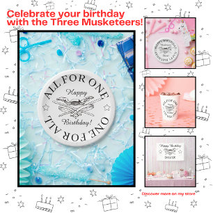Alles voor een voor alle musketier Happy Birthday Papieren Bordje