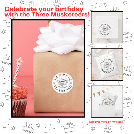 Alles voor een voor alle musketier Happy Birthday Ronde Sticker