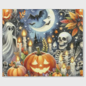 Alles voor Halloween Collage Cadeaupapier (Vlak)