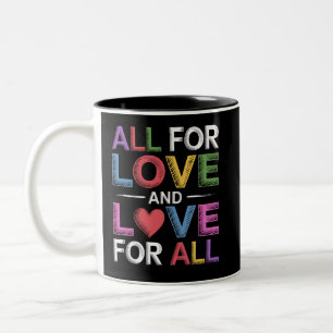 Alles voor liefde en liefde voor iedereen Pride Mo Tweekleurige Koffiemok