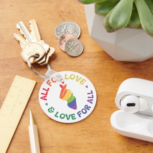 Alles voor Love Pride Rainbow Hand LGBTQ+ Sleutelhanger (Bureau)