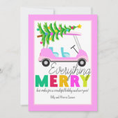 Alles vrolijk roze golfkar kerstboom feestdagenkaart (Voorkant)