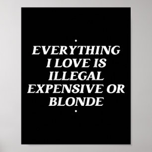 Alles waar ik van hou is illegaal, duur of blond poster