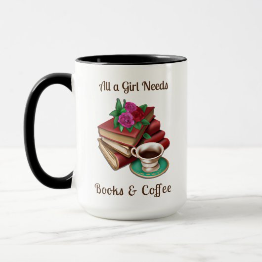 Alles wat een meisje nodig heeft | Boeken en koffi Mok (Links)