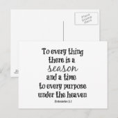 Alles wat er is is een seizoen Bijbelse Verse Briefkaart (Voorkant / Achterkant)