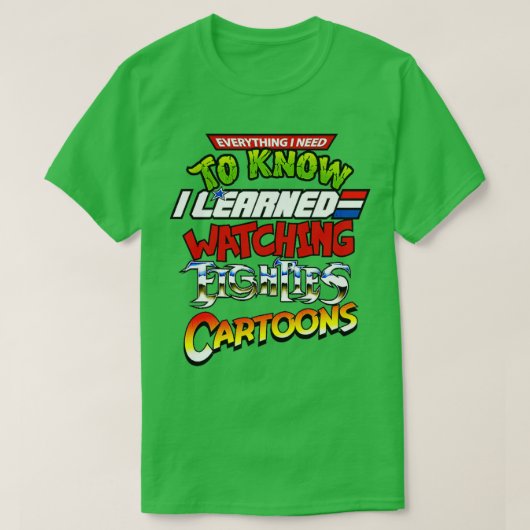 Alles wat ik 80 Cartoons moet weten T-shirt (Design voorkant)
