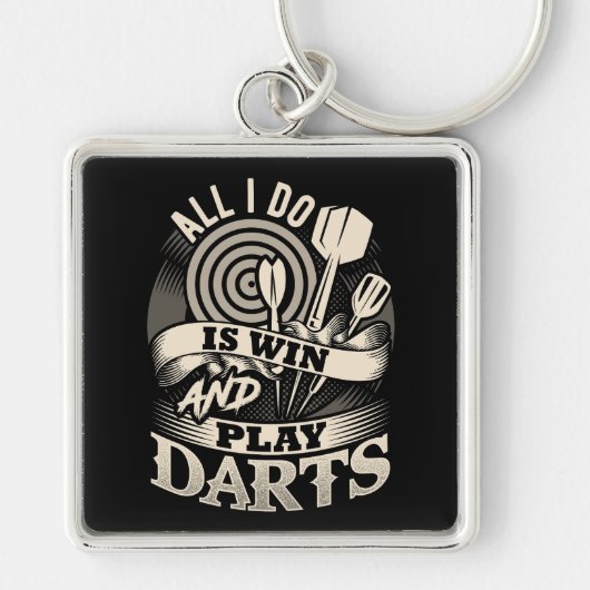 Alles wat ik doe is winnen en spelen Darts Premium Sleutelhanger (Voorkant)