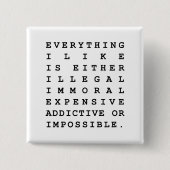 Alles wat ik leuk vind vierkante button 5,1 cm (Voorkant)