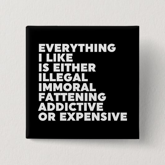 Alles wat ik leuk vind vierkante button 5,1 cm (Voorkant)