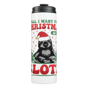 Alles wat ik met Kerstmis wil is een luiaard Thermosbeker