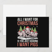 Alles wat ik met Kerstmis wil is een varken lelijk Feestdagenkaart (Voorkant / Achterkant)