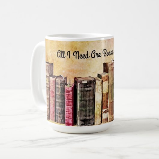 Alles wat ik nodig heb boeken en koffie Mok cup (Voorkant links)