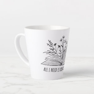 Alles wat ik nodig heb is boek en koffie latte mok