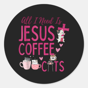 Alles wat ik nodig heb is Christelijk Fu, Coffee e Ronde Sticker
