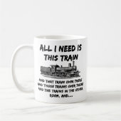 Alles wat ik nodig heb is deze stoomtrainmotor en  koffiemok (Links)