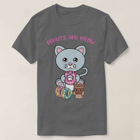 Alles wat ik nodig heb is donuts en katten donuts t-shirt (Design voorkant)