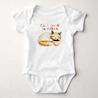 Alles wat ik nodig heb is dutjes: Sleepy Cat Illus Romper