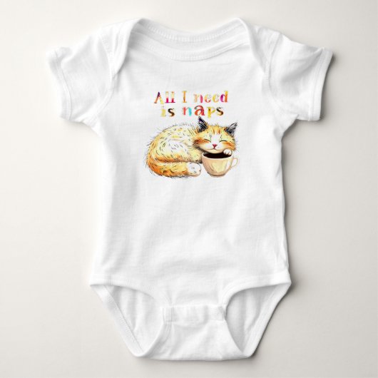 Alles wat ik nodig heb is dutjes: Sleepy Cat Illus Romper (Voorkant)