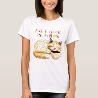 Alles wat ik nodig heb is dutjes: Sleepy Cat Illus T-shirt