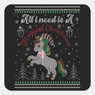 Alles wat ik nodig heb is een magische kerst, Unic Vierkante Sticker