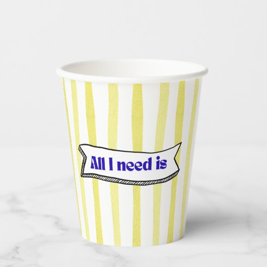 Alles wat ik nodig heb is Jesus & Coffee - Geel, B Papieren Bekers (Voorkant)