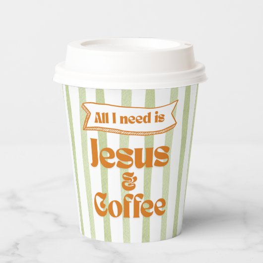 Alles wat ik nodig heb is Jesus & Coffee - Olive G Papieren Bekers (Voorkant)