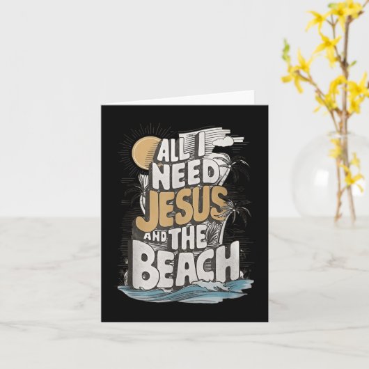 Alles wat ik nodig heb is Jezus en het strand Chri Kaart (Gele Bloem)