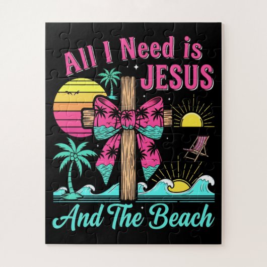 Alles wat ik nodig heb is Jezus en het strand Legpuzzel (Verticaal)