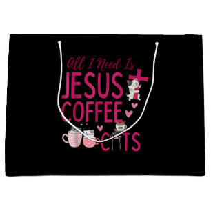 Alles wat ik nodig heb is Jezus, koffie en katten Groot Cadeauzakje
