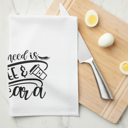 Alles wat ik nodig heb is koffie en Mascara Girly Theedoek (Quarter Fold)